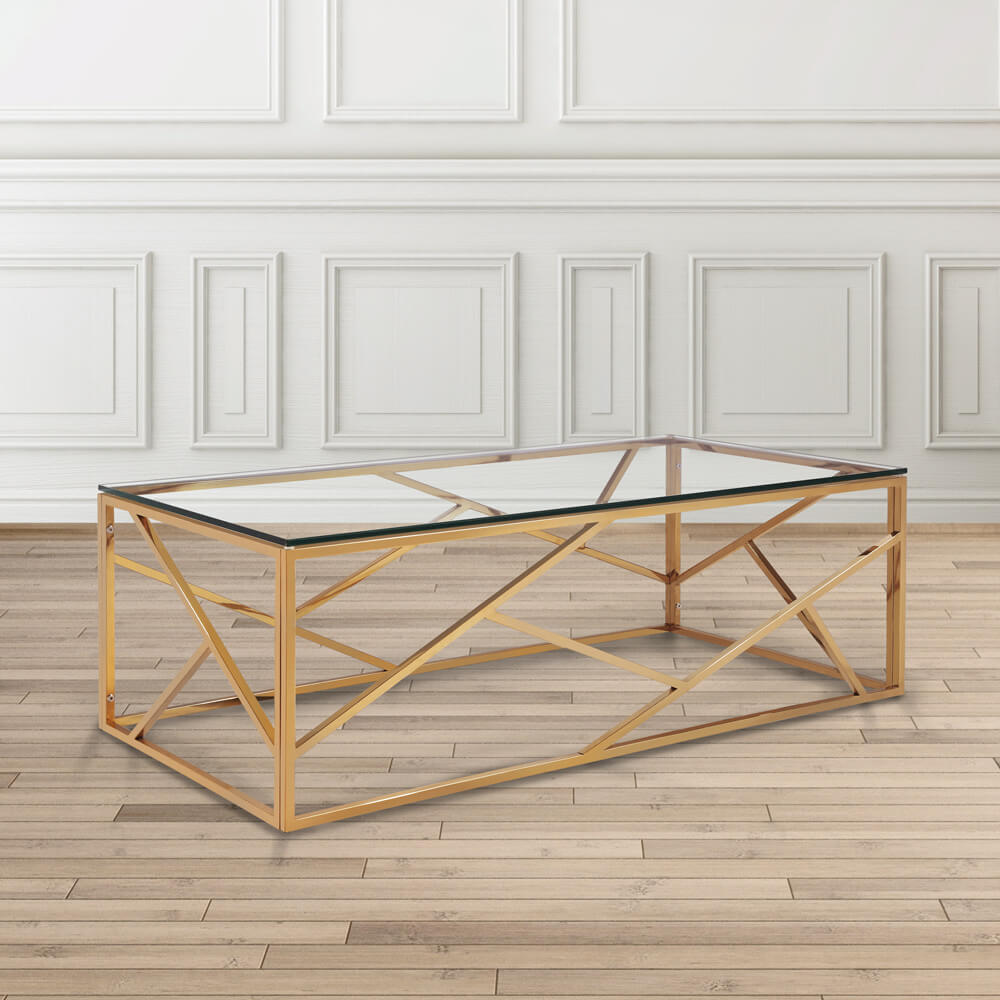 Carole Glass Coffee Table: Gold