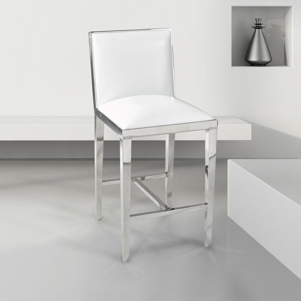 Emario White PU Fabric Kitchen Counter Chair