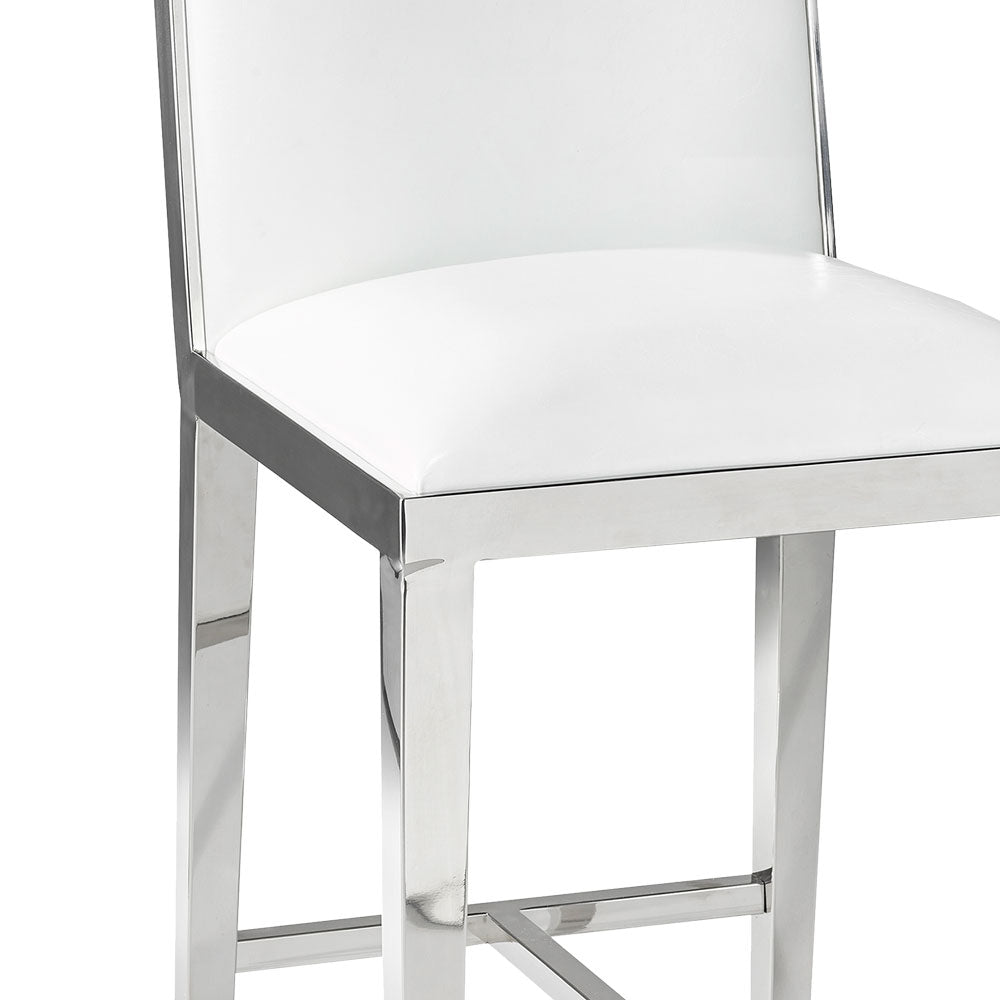 Emario White PU Fabric Kitchen Counter Chair