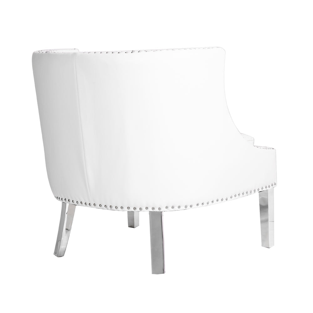 Lucy White Leatherette Steel Chair