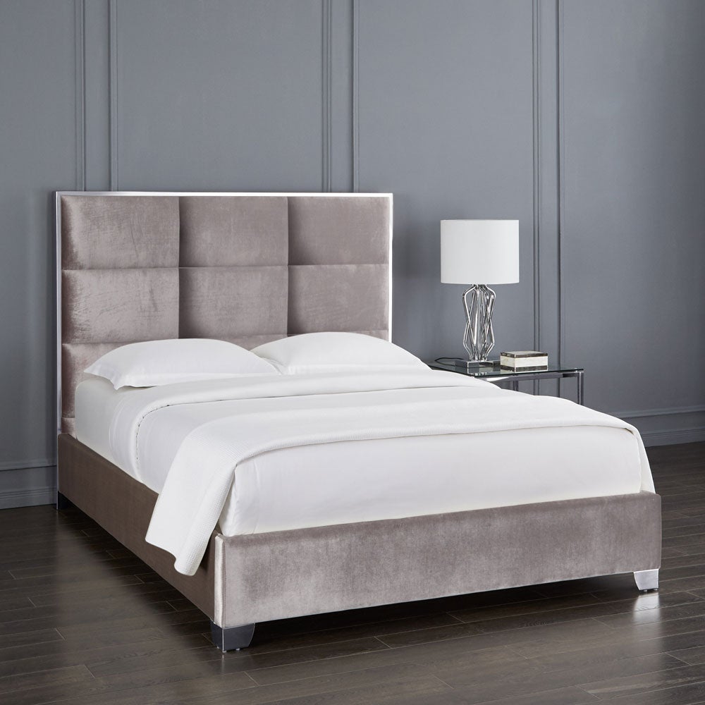 Blair Grey Velvet Queen Bed