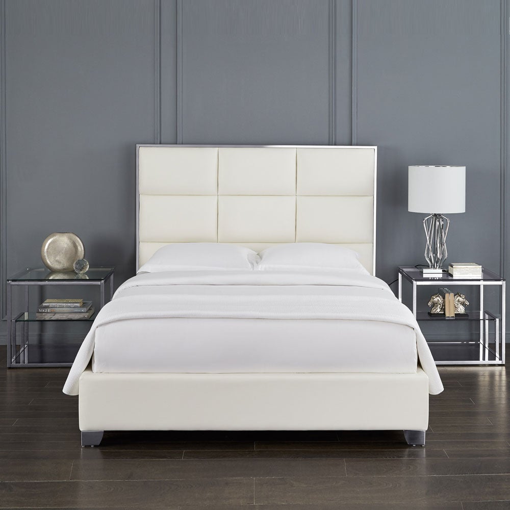 Blair White Leatherette Queen Bed