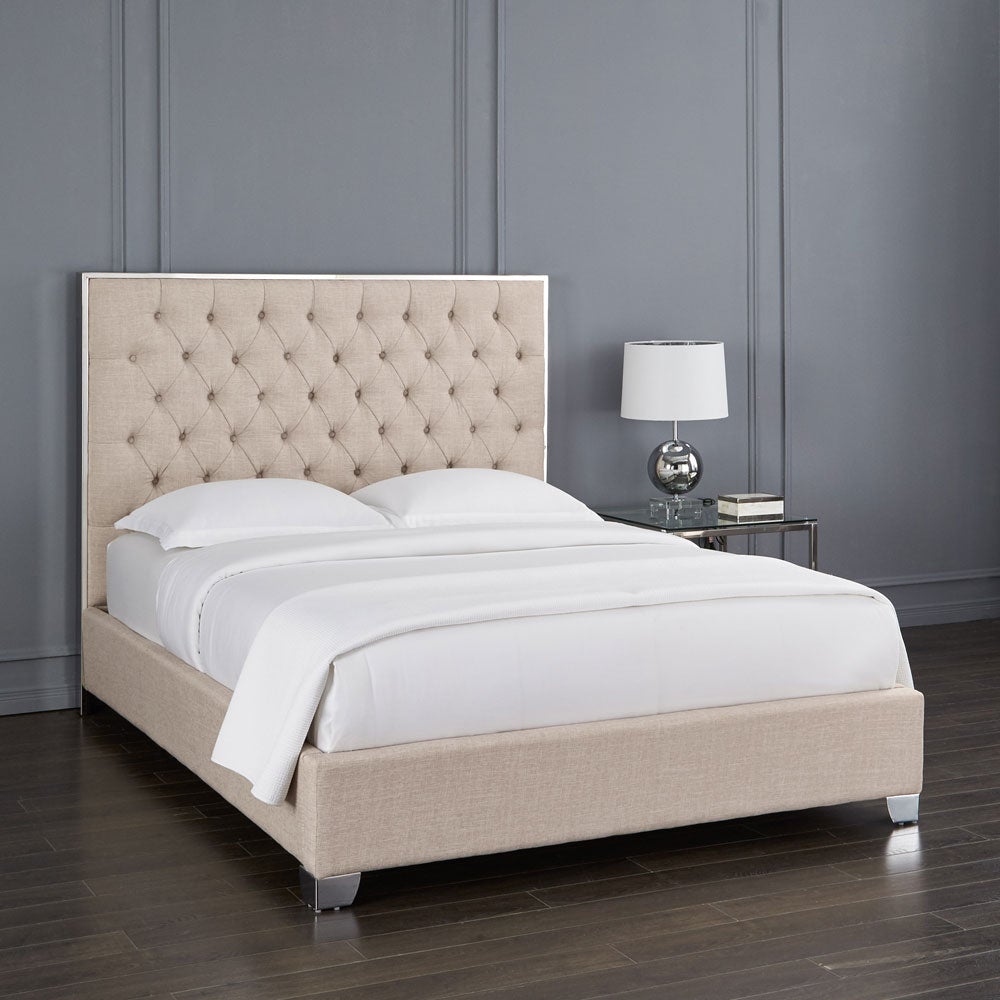 Kroma Beige Fabric Queen Bed