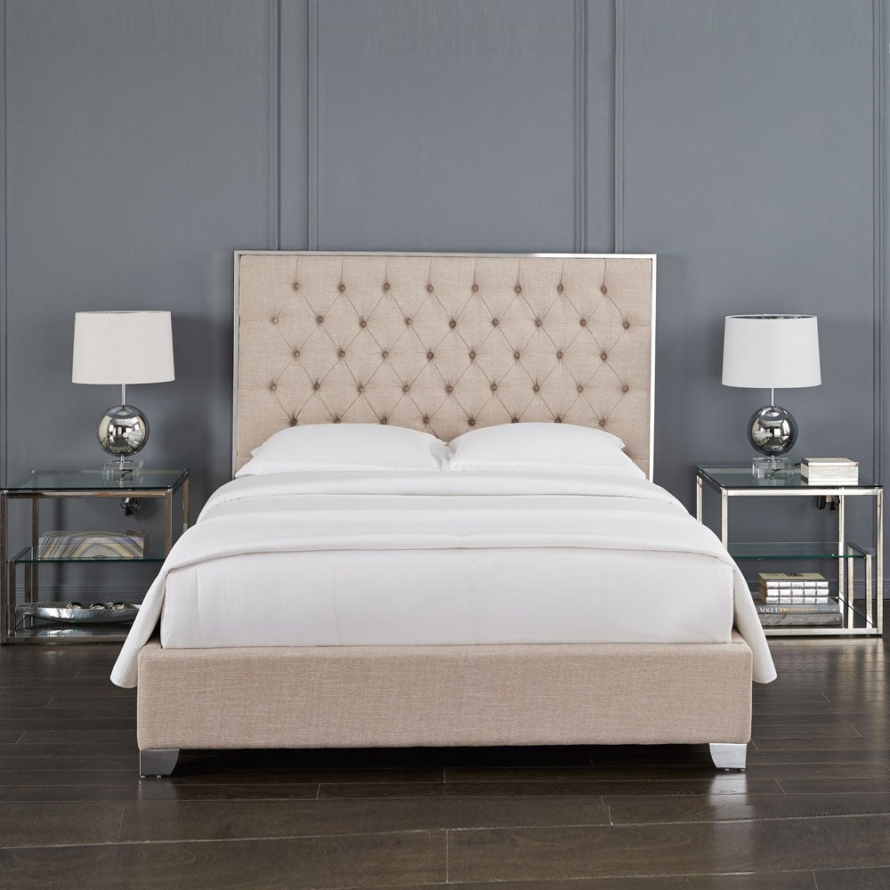 Kroma Beige Fabric Queen Bed