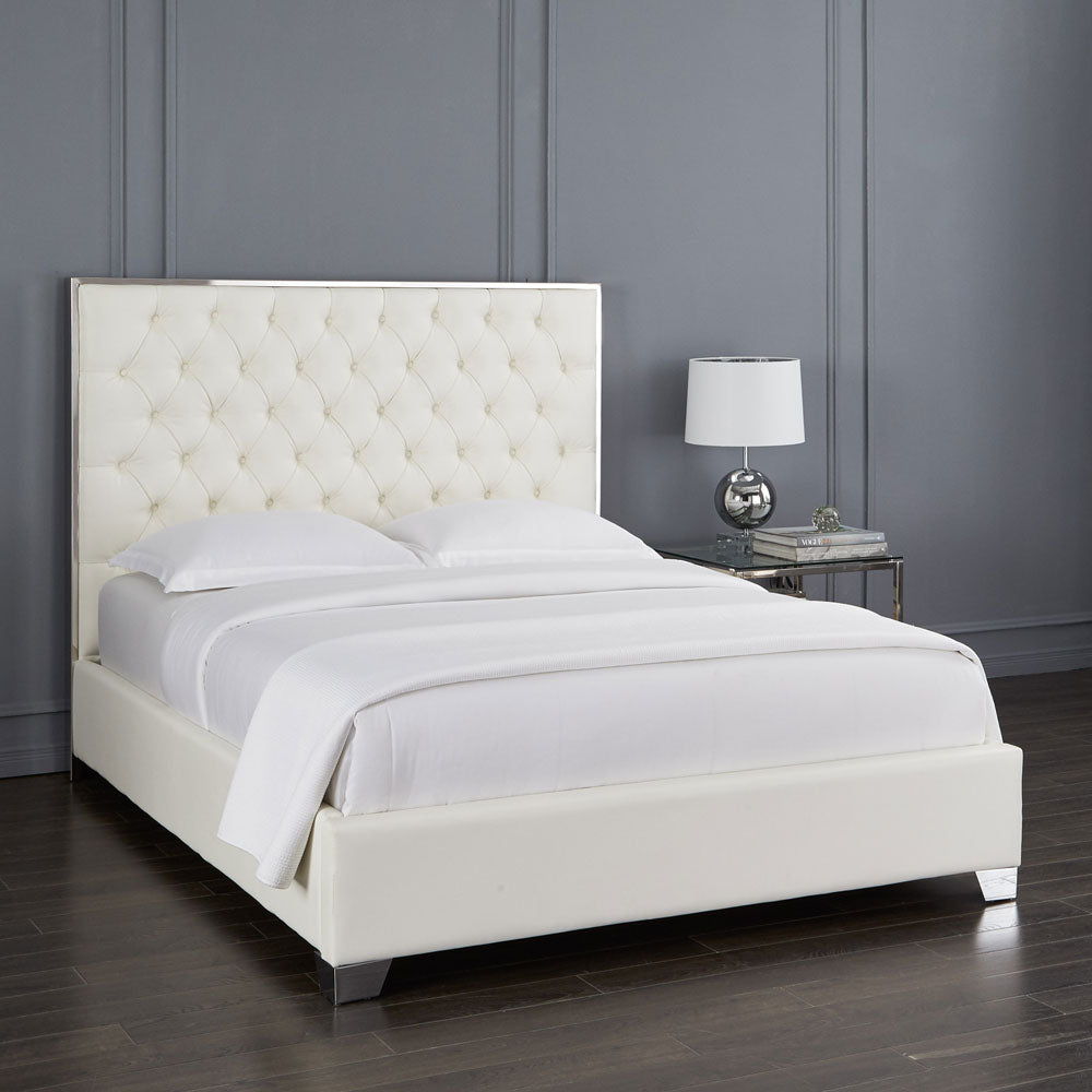 Kroma White Leatherette King Bed