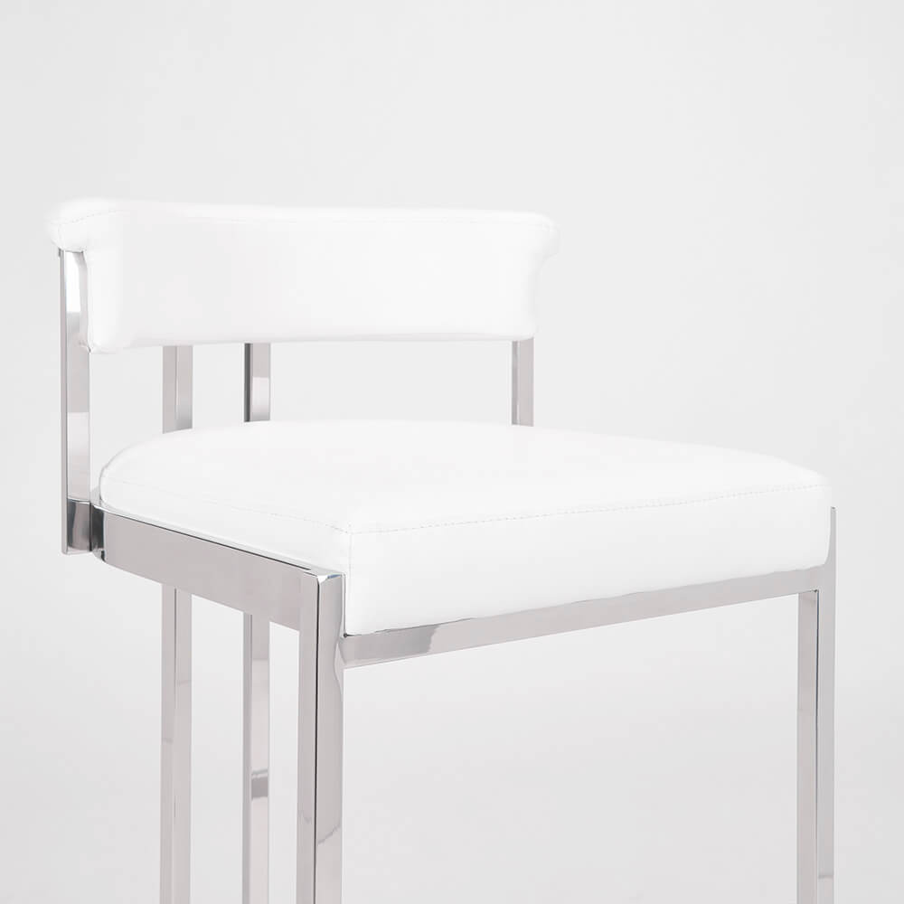 Corona White PU Fabric Kitchen Counter Chair