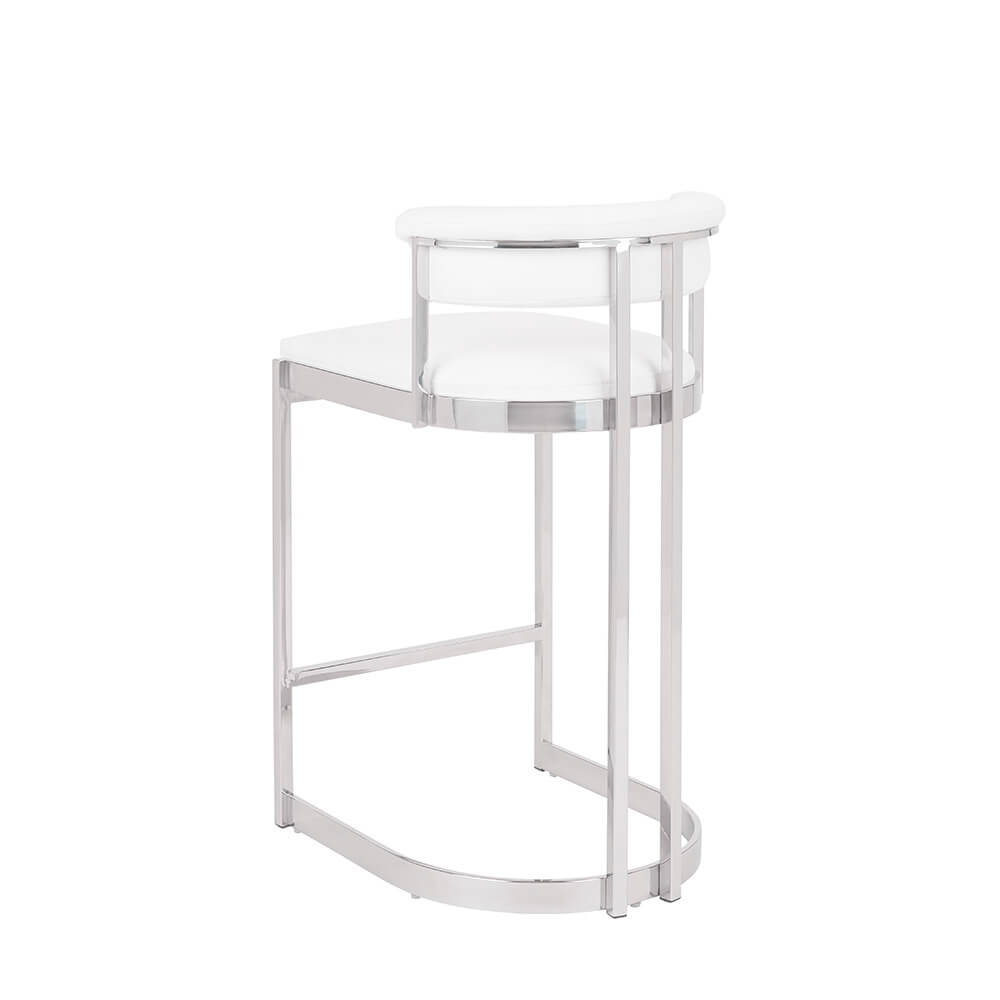 Corona White PU Fabric Kitchen Counter Chair