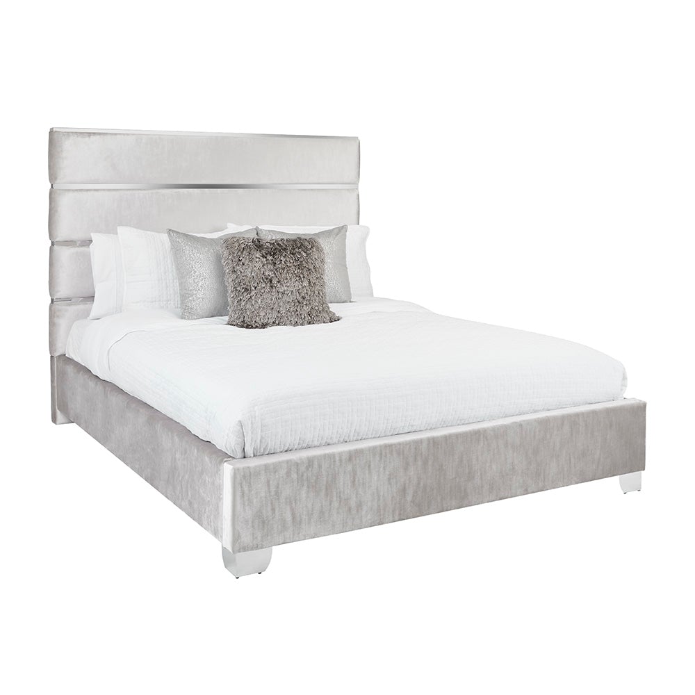 Hanne Queen Bed - Grey Velvet