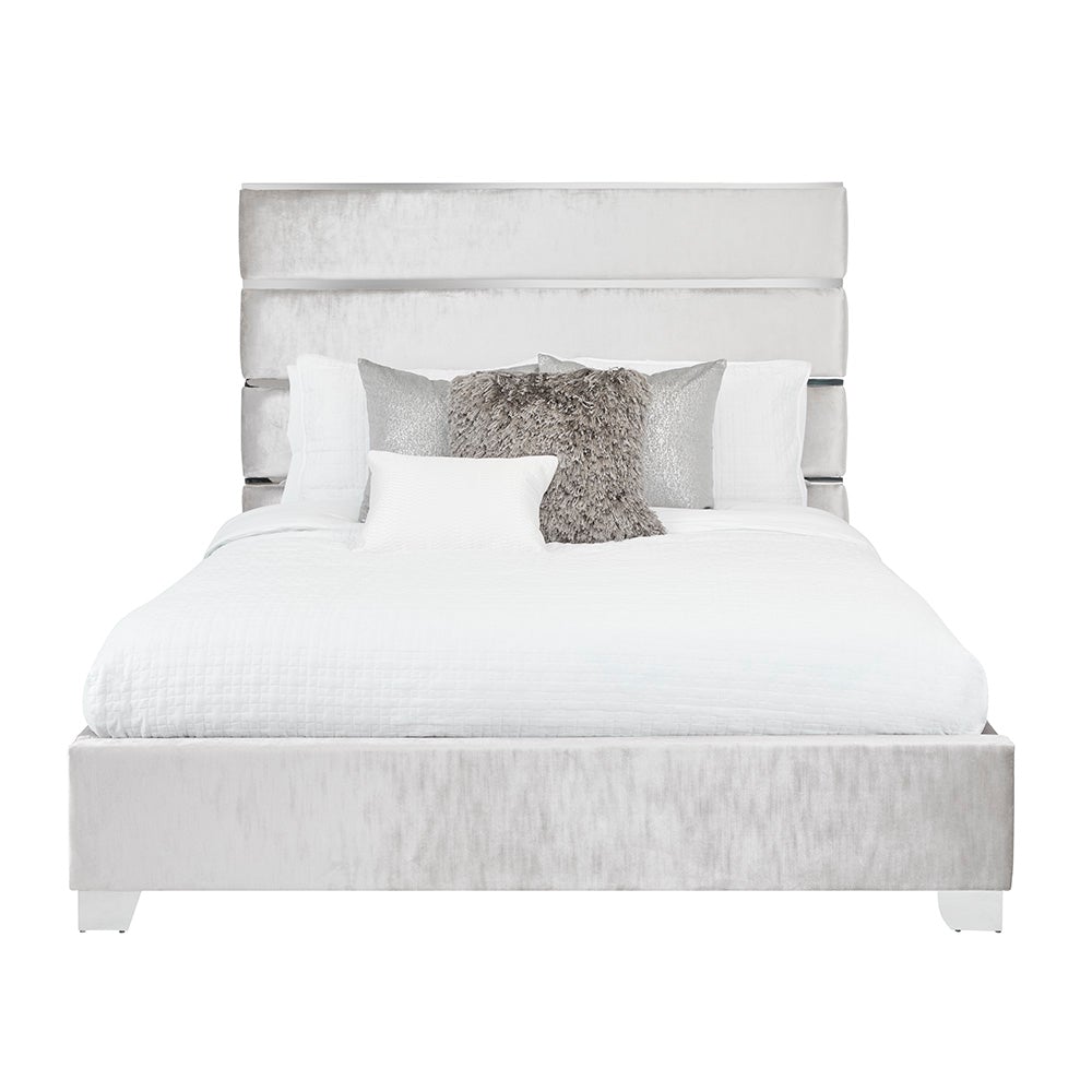 Hanne Queen Bed - Grey Velvet