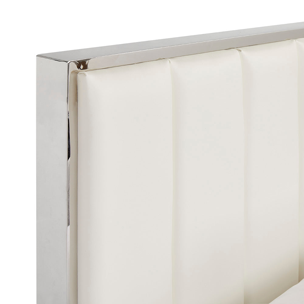 Uriel Queen Bed - White Leatherette