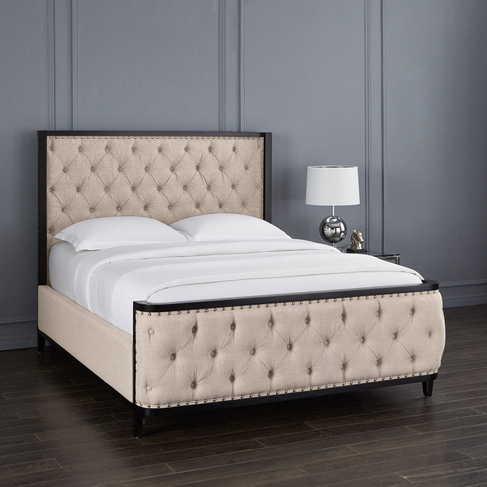 Swire Queen Bed - Beige Linen Fabric