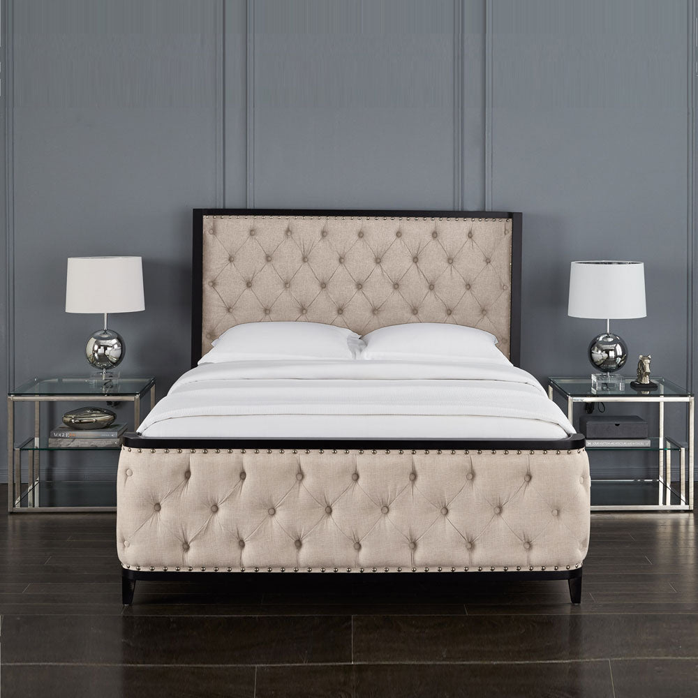 Swire Queen Bed - Beige Linen Fabric