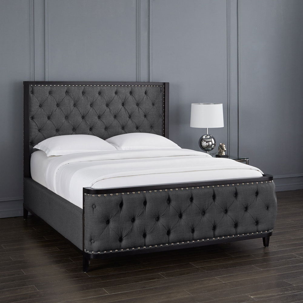 Swire Queen Bed - Slate Linen Fabric