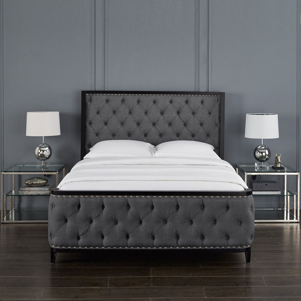 Swire Queen Bed - Slate Linen Fabric