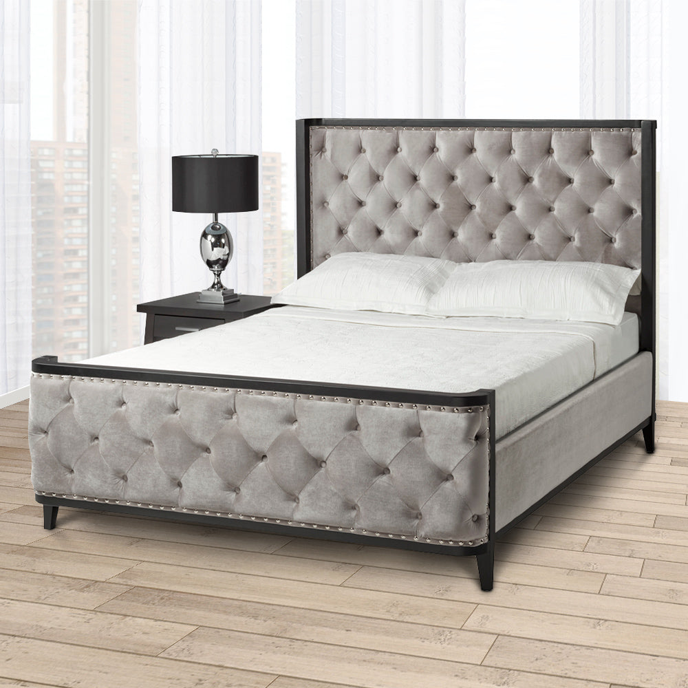 Swire Queen Bed - Grey Velvet