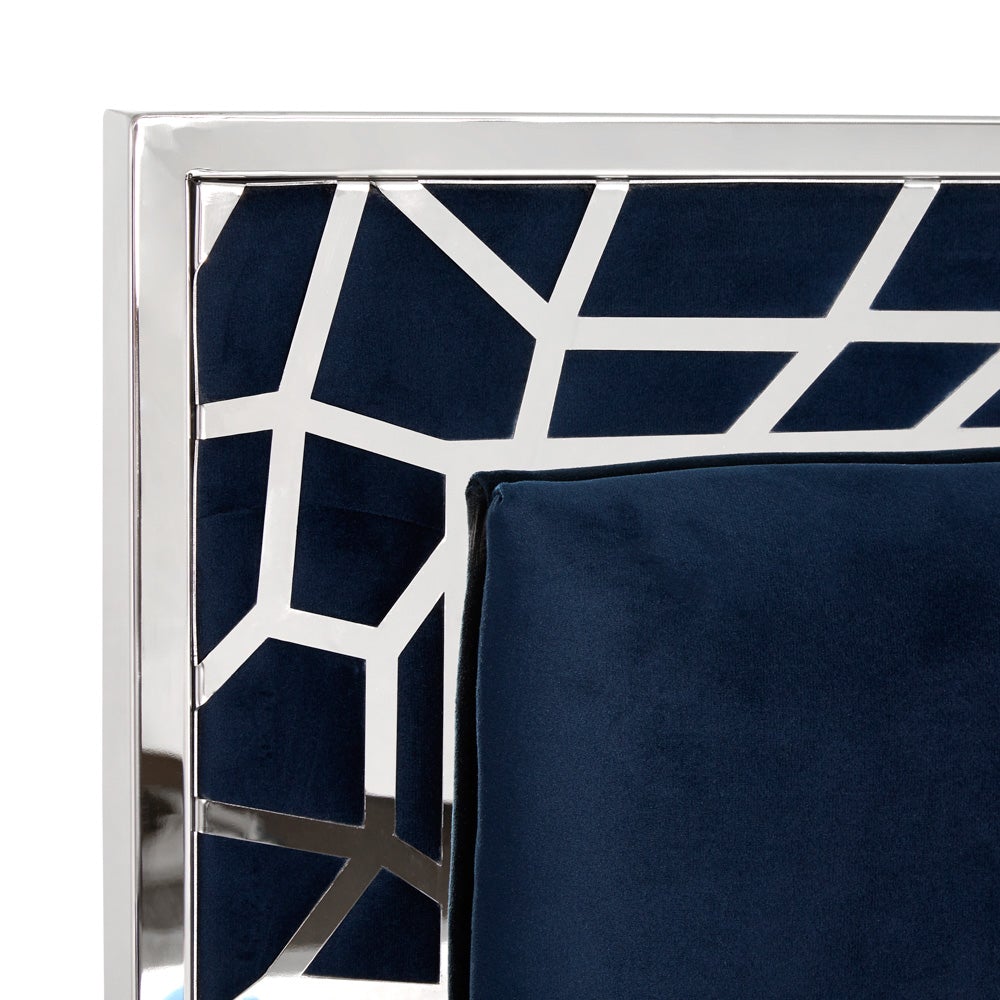 Wellington Blue Velvet Queen Bed