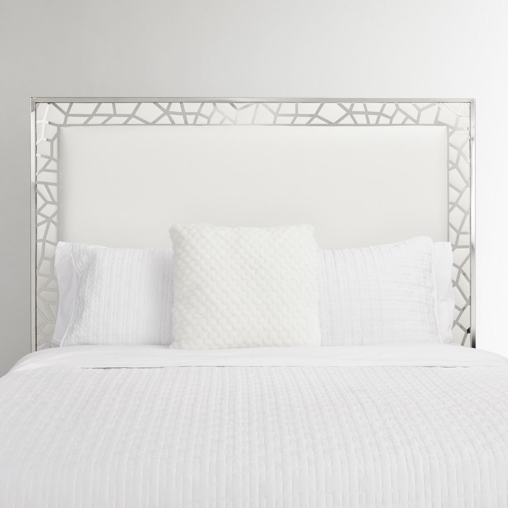 Wellington White Leatherette Queen Bed