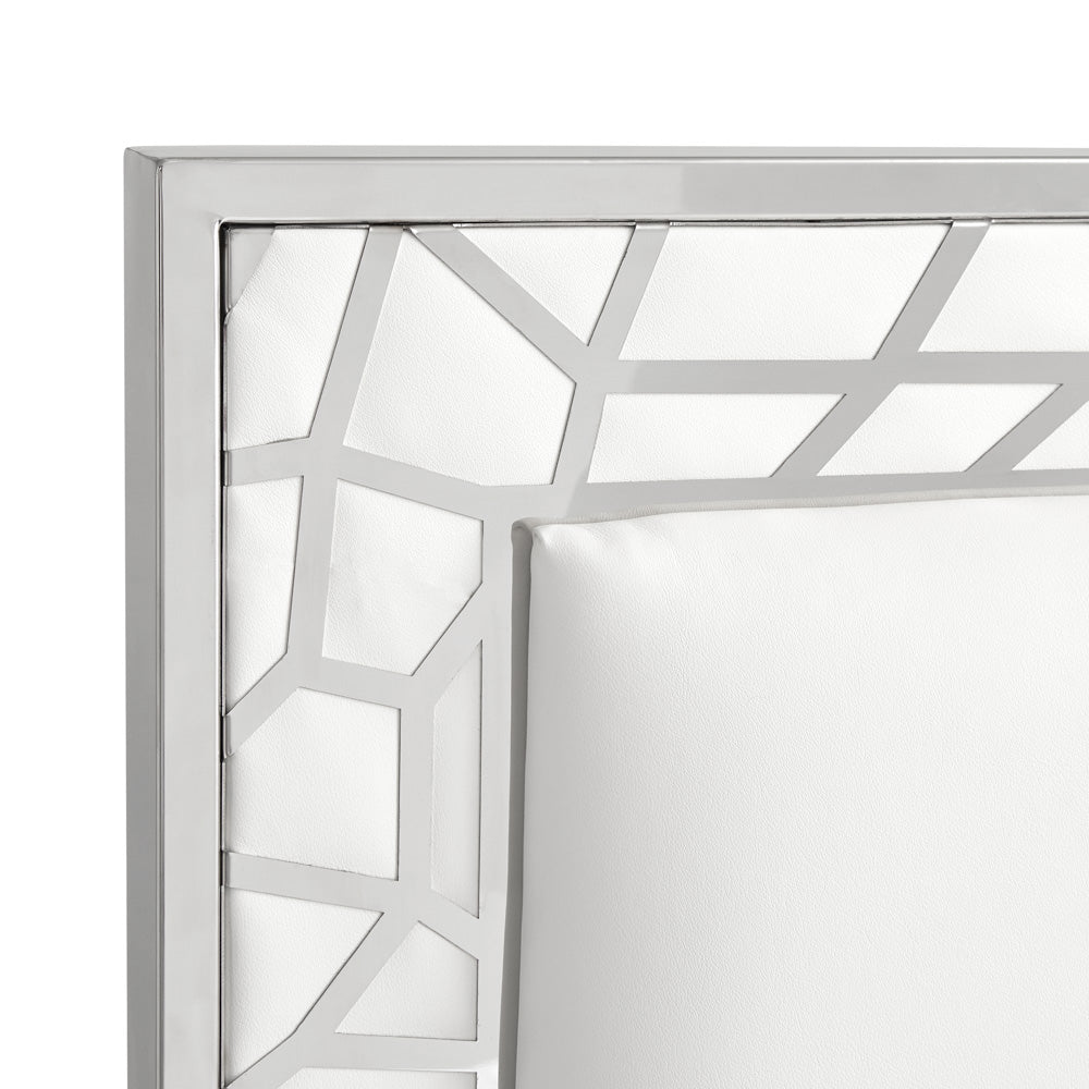 Wellington White Leatherette Queen Bed