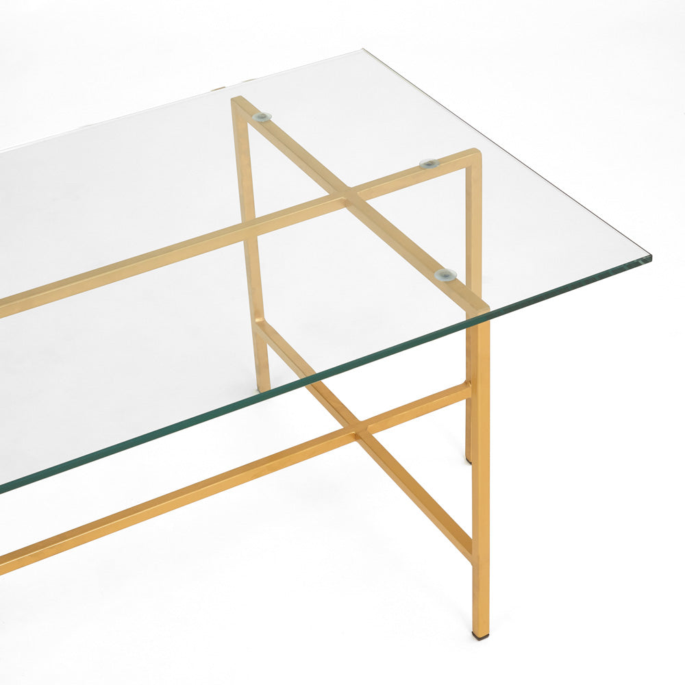 Ida Glass Top Coffee Table: Gold