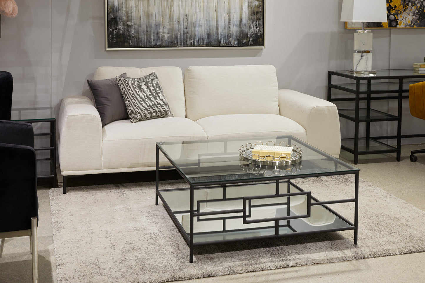 Zenna Square Coffee Table: Black Metal