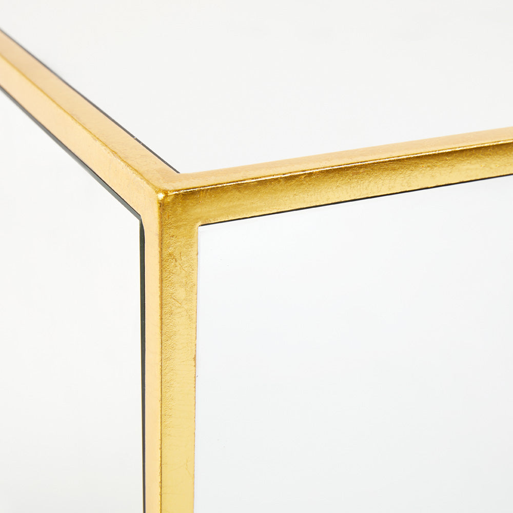 Mirror Cube Side Table: Antique Gold