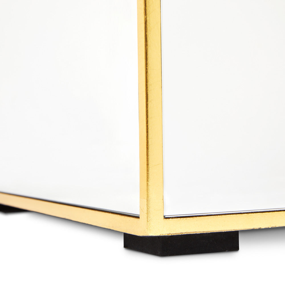 Mirror Cube Side Table: Antique Gold