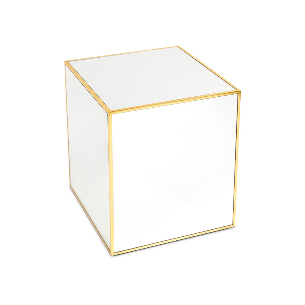 Mirror Cube Side Table: Antique Gold