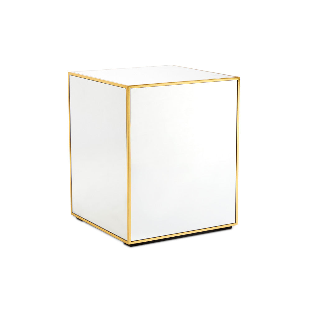 Mirror Cube Side Table: Antique Gold