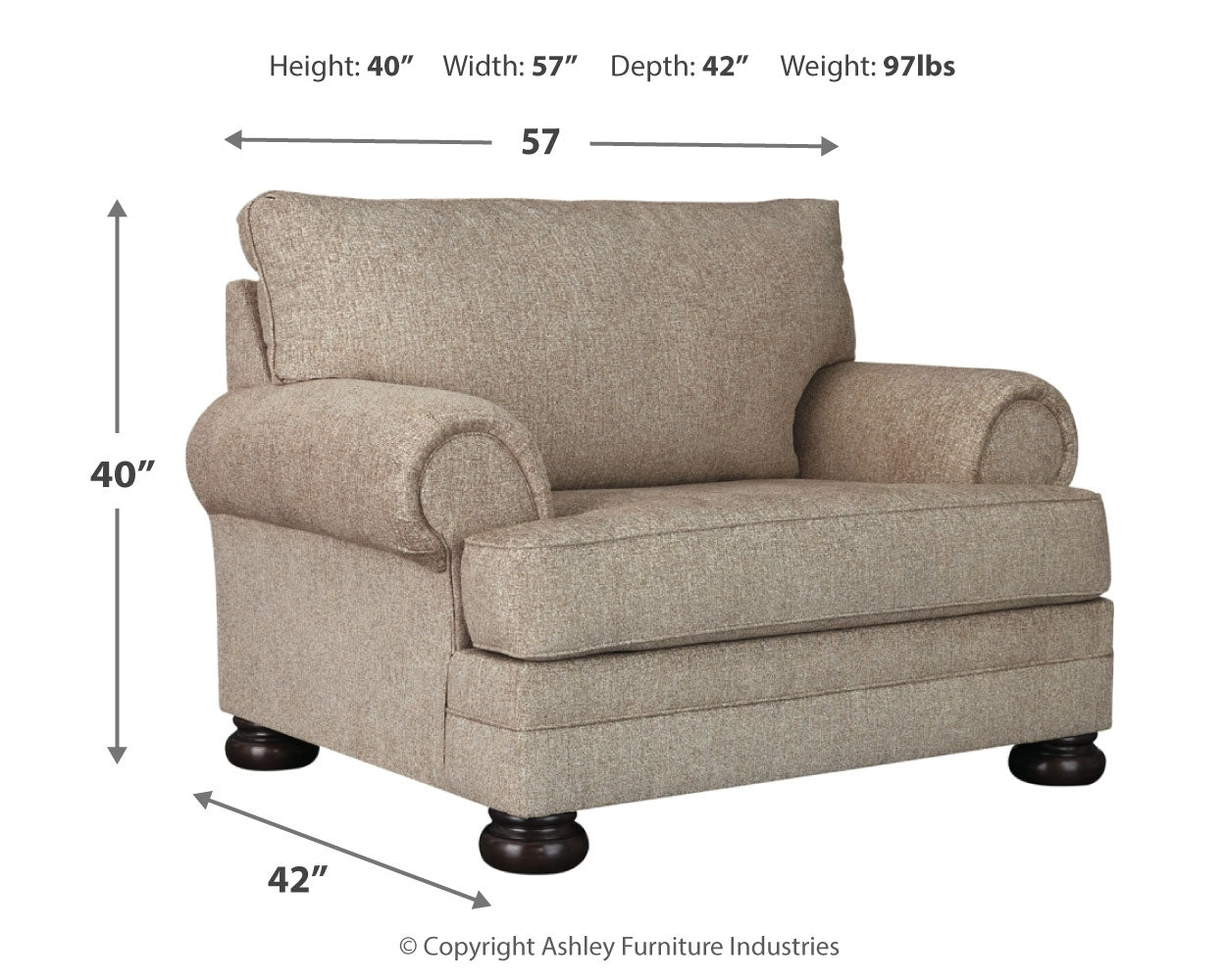 Kananwood Loveseat with Oversized Chair and Ottoman