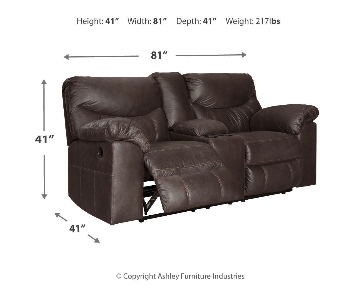Boxberg Reclining Loveseat with Console