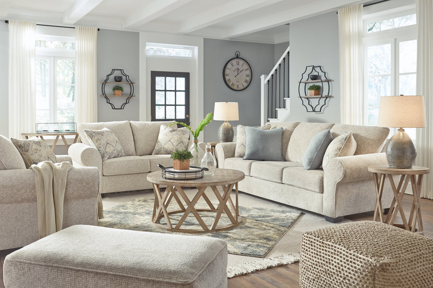 Haisley Sofa, Loveseat, Oversized Chair and Ottoman
