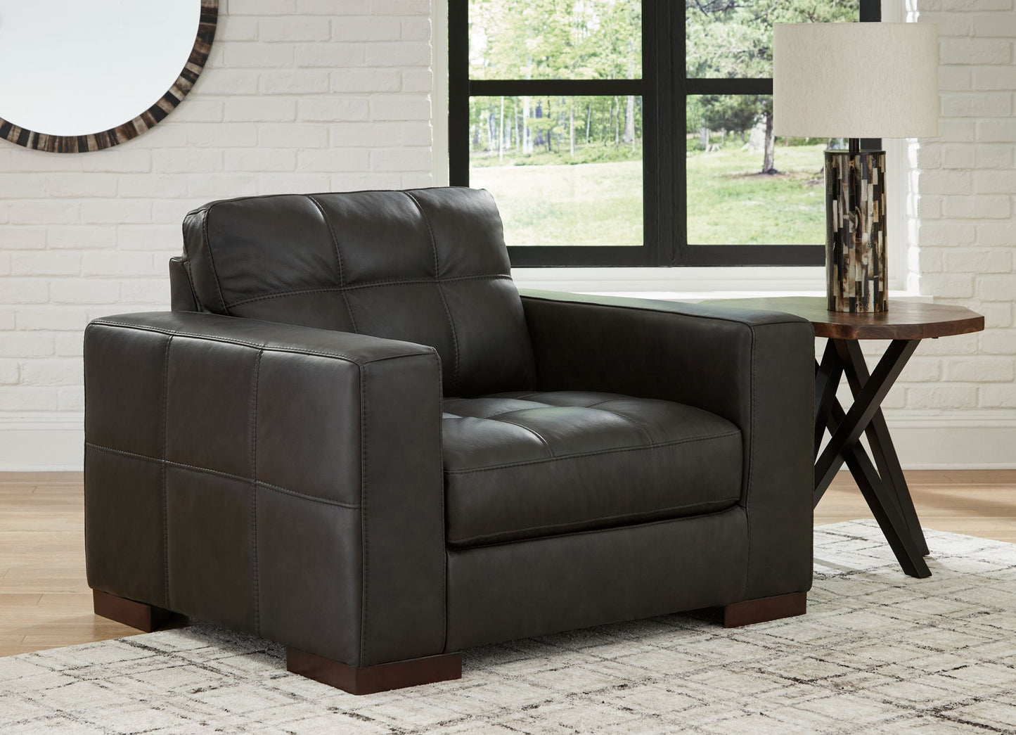 Luigi - Chair And A Half - Leather Match - Thunder