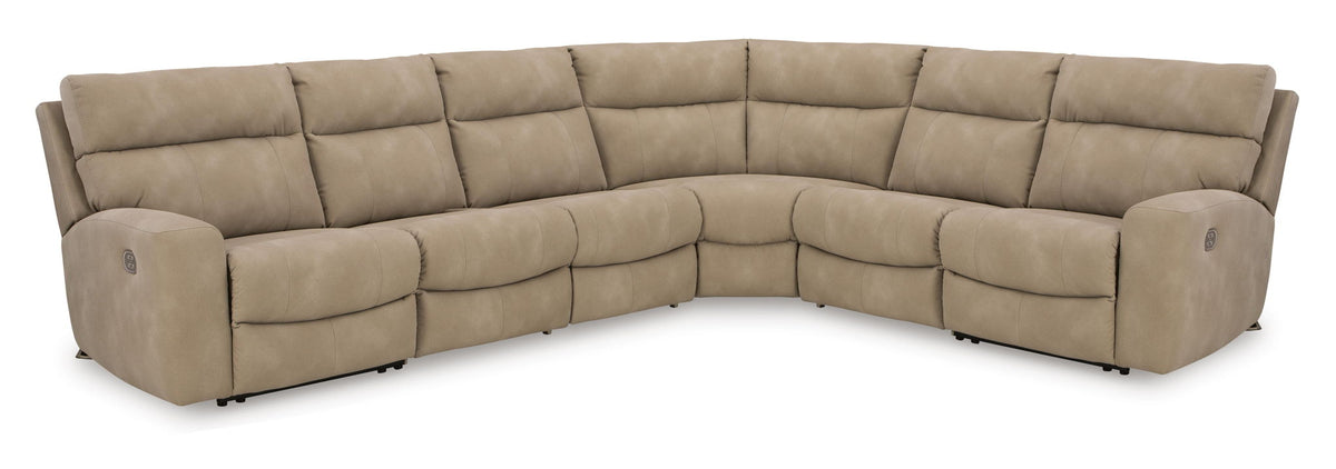 Next-Gen Durapella - 6-Piece Power Reclining Sectional - Sand - Faux Leather