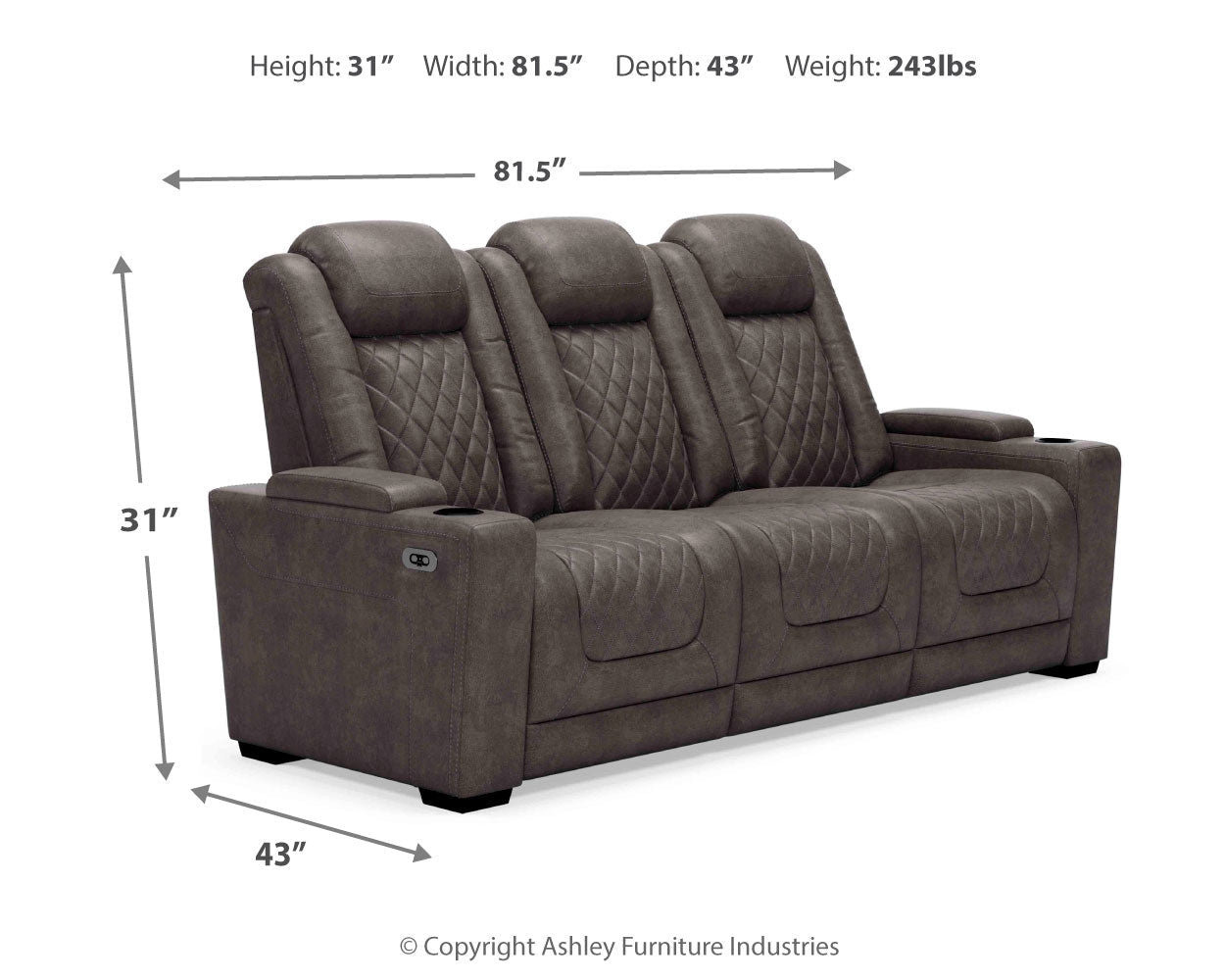 HyllMont Power Reclining Sofa and Power Recliner