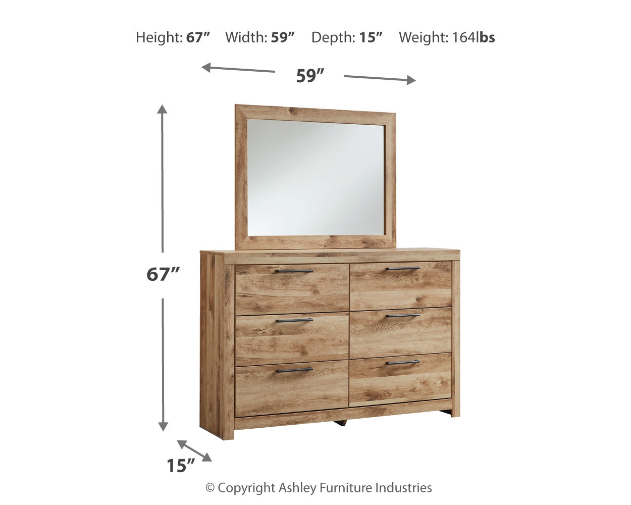 Hyanna King Panel Bed with 2 Side Storage, Dresser and Mirror
