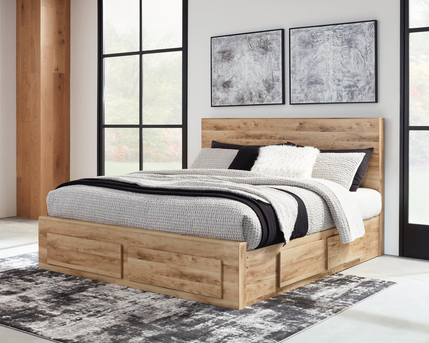 Hyanna King Panel Storage Bed with 2 Under Bed Storage Drawer