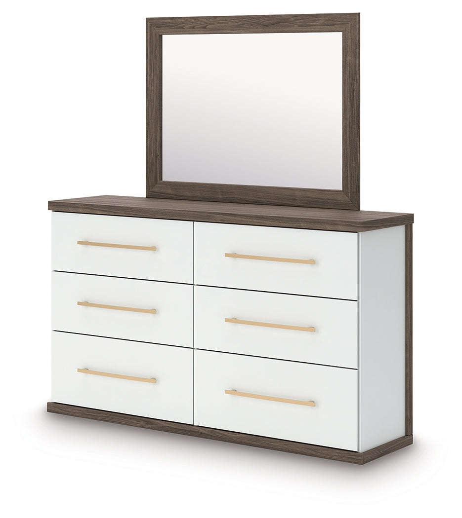 Kendanport Queen Upholstered Bed, Dresser, Mirror and Nightstand