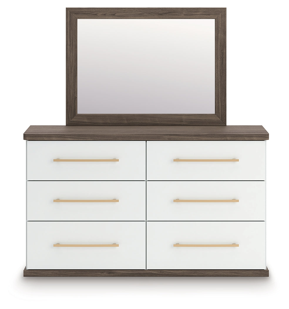 Kendanport Queen Upholstered Bed, Dresser, Mirror and Nightstand