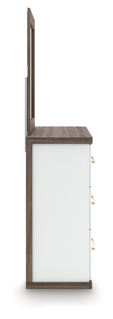 Kendanport Queen Upholstered Bed, Dresser, Mirror and Nightstand