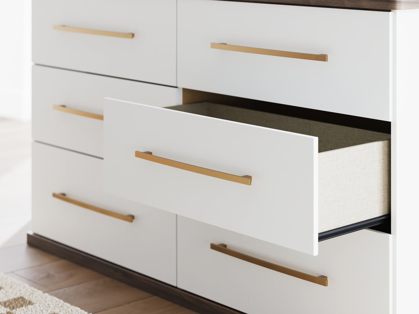 Kendanport King Upholstered Bed, Dresser and Nightstand