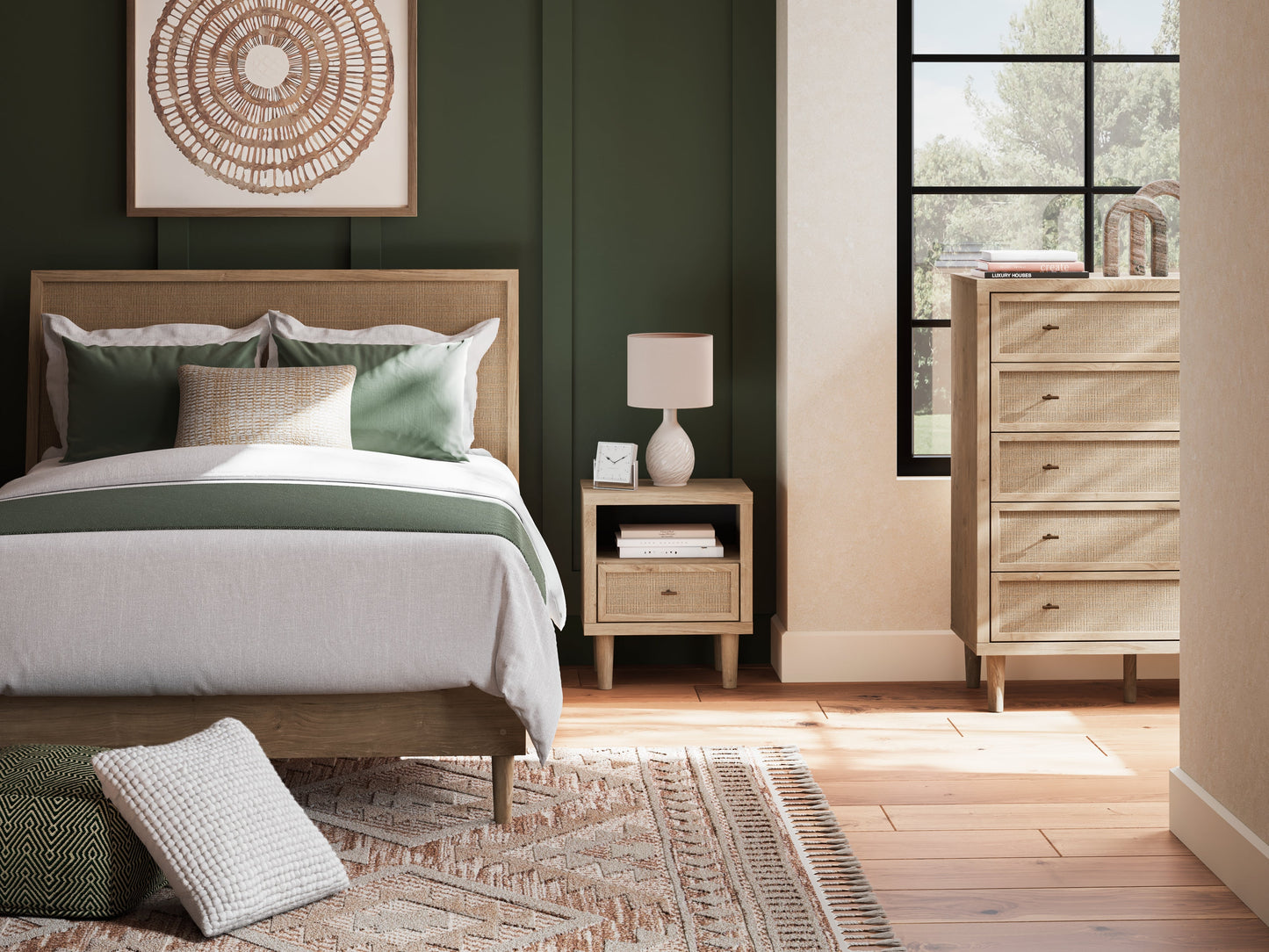 Cielden Queen Panel Bed, Dresser and Nightstand
