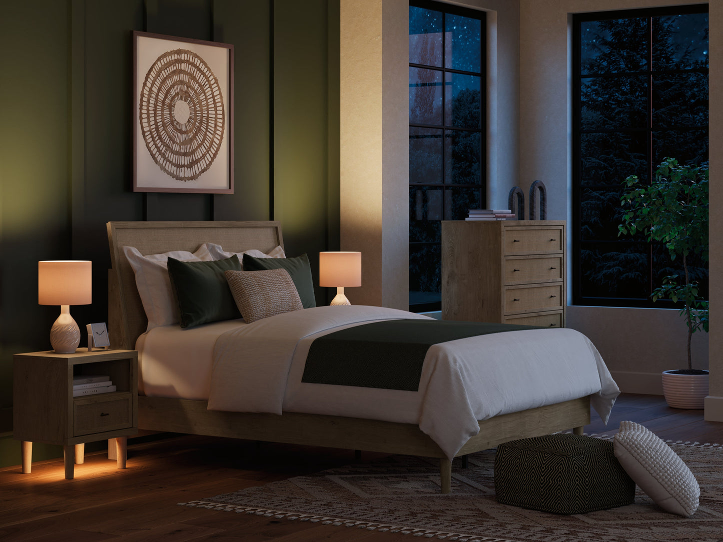 Cielden Queen Panel Bed, Dresser and Nightstand
