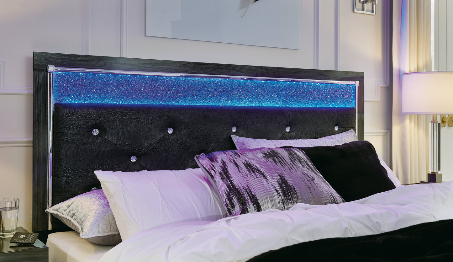 Kaydell King Upholstered Panel Bed, Dresser and Mirror