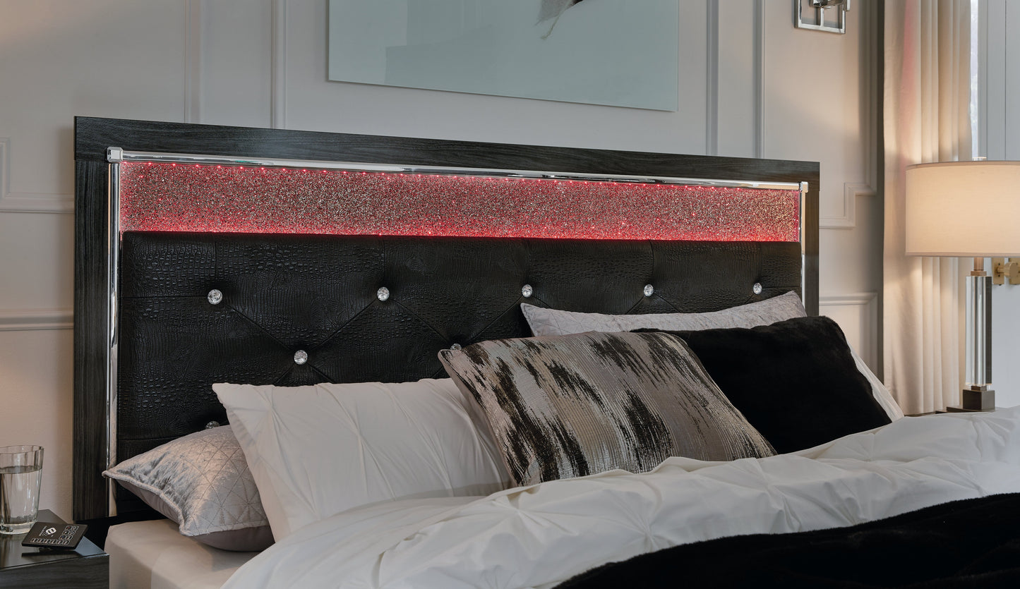 Kaydell King Upholstered Panel Bed, Dresser and Mirror