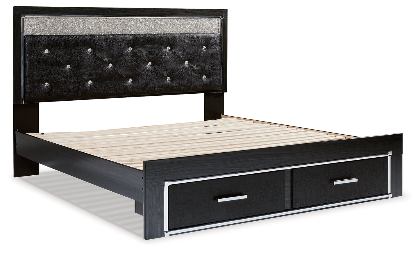 Kaydell King Panel Storage Bed, Dresser, Mirror and Nightstand