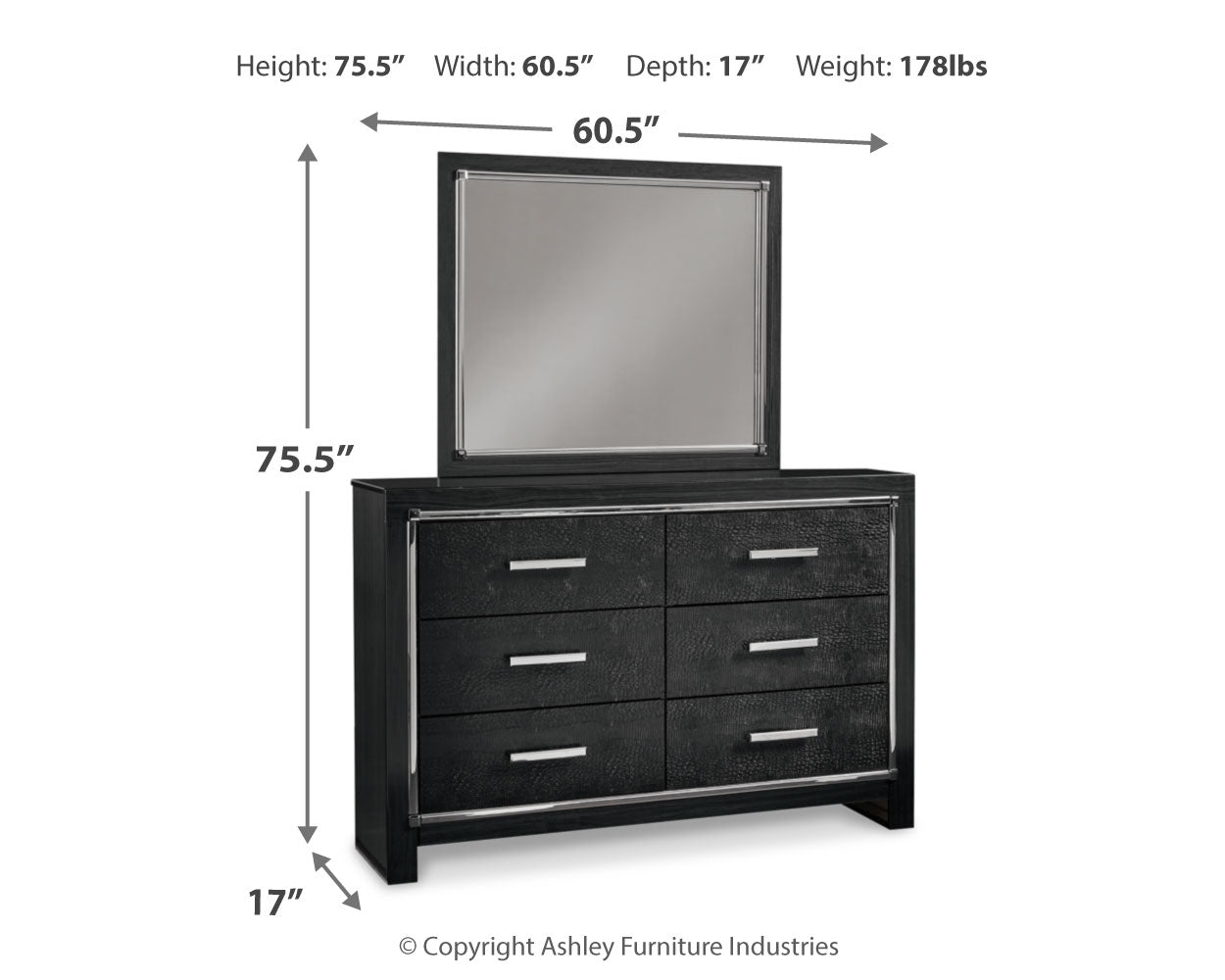 Kaydell King Upholstered Panel Bed, Dresser and Mirror