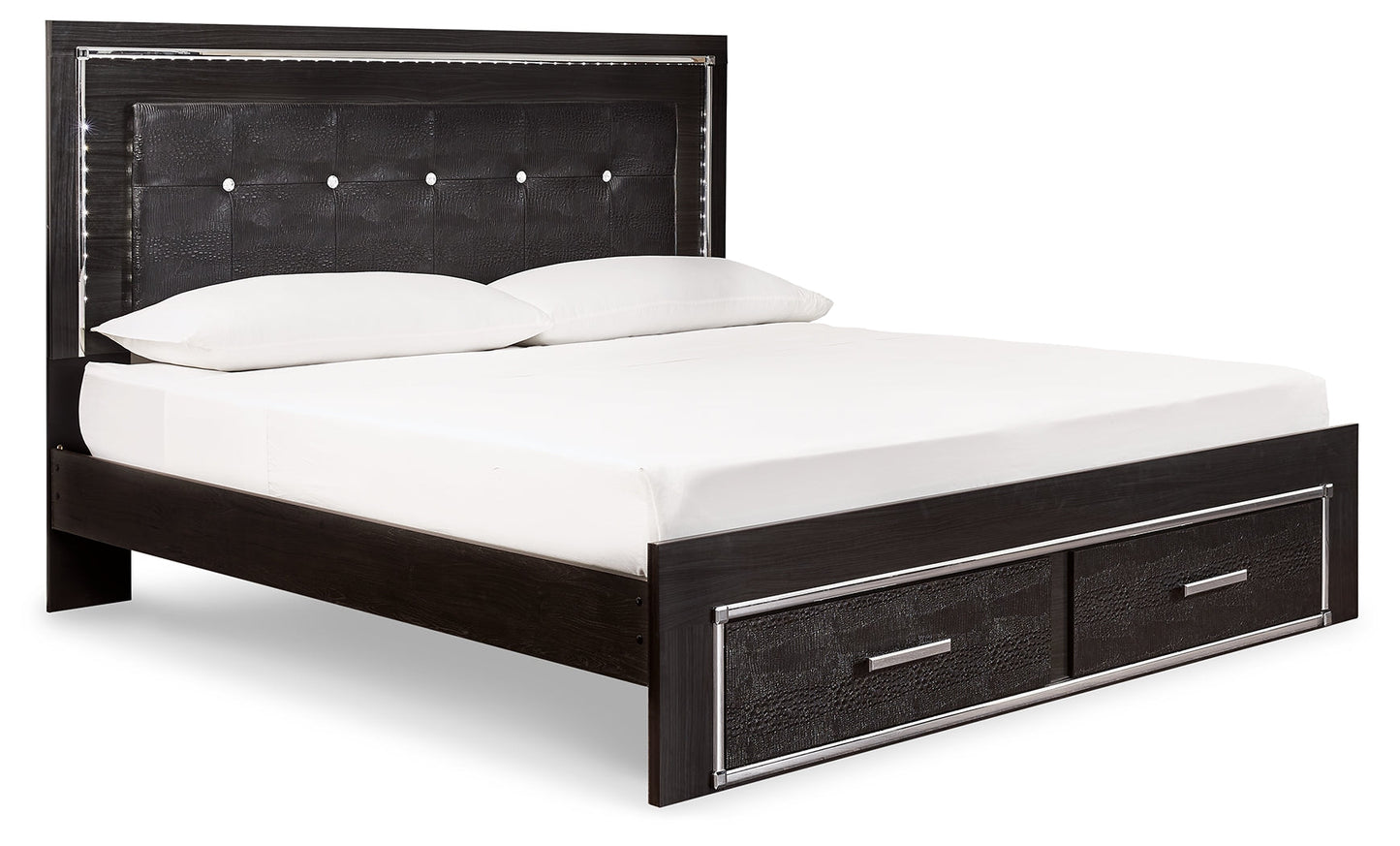 Kaydell King Upholstered Storage Bed, Dresser, Mirror, Chest and 2 Nightstands