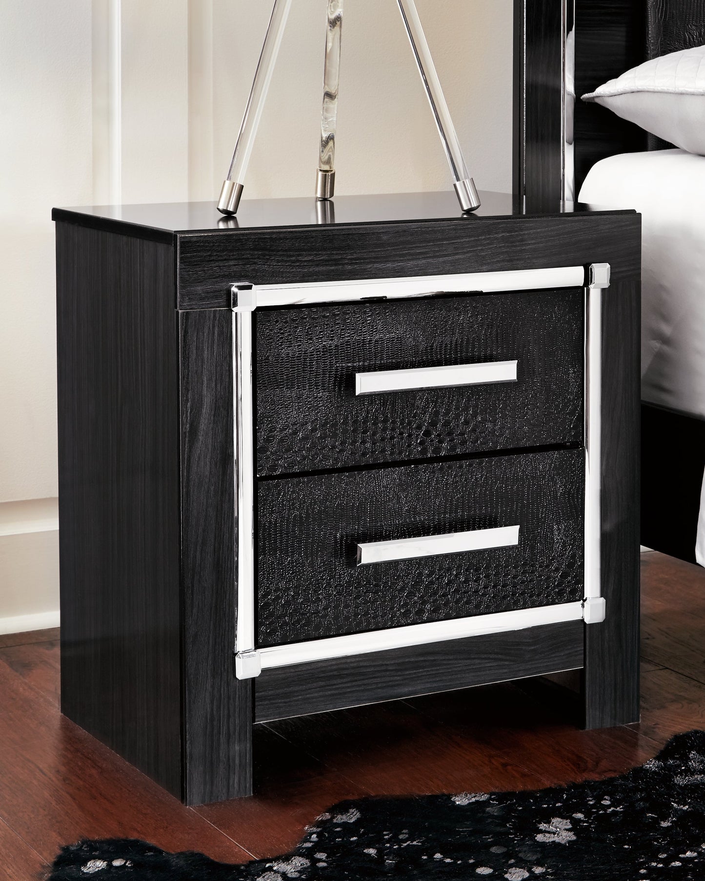 Kaydell Queen Upholstered Panel Bed, Dresser, Mirror and Nightstand