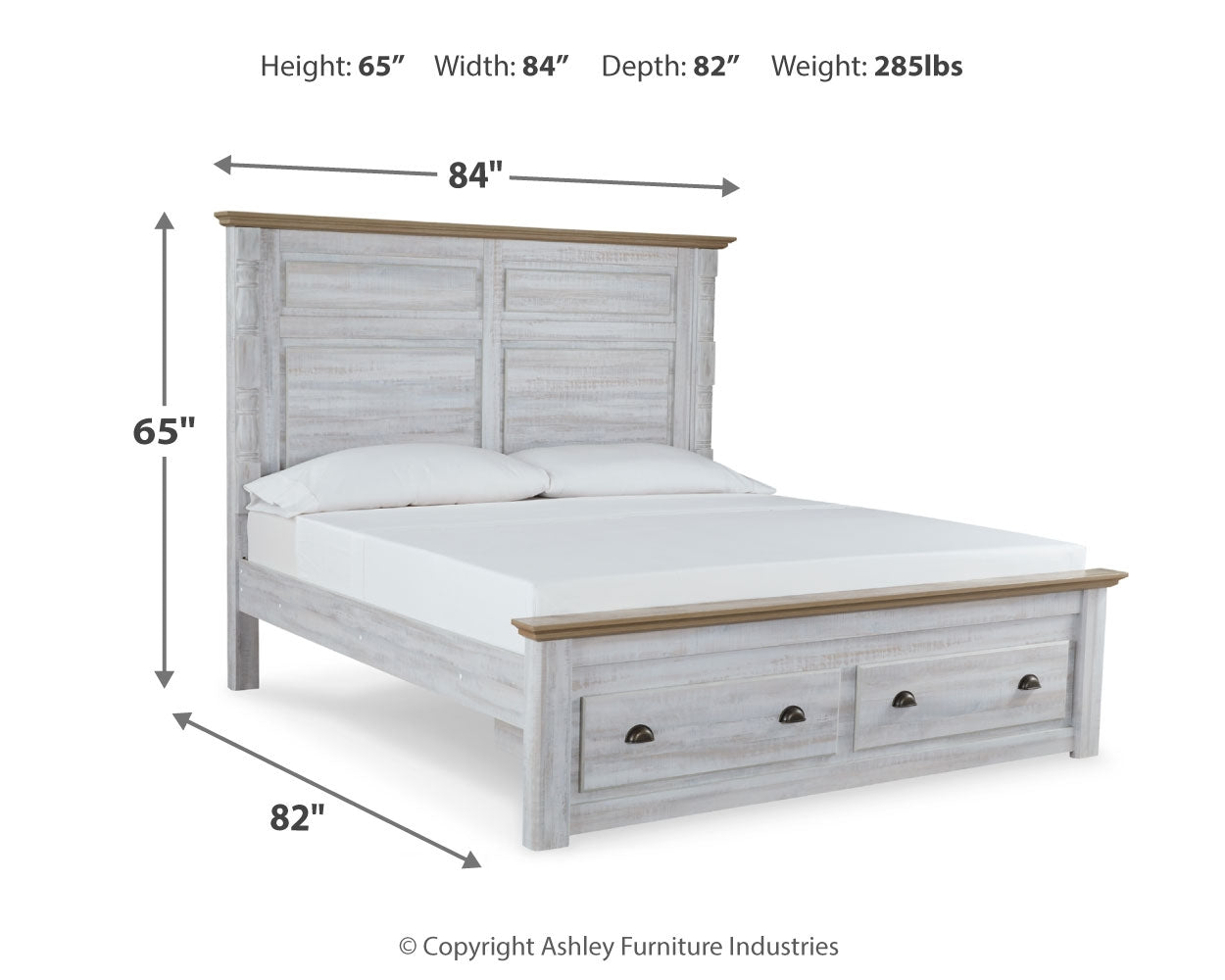 Haven Bay King Panel Storage Bed, Dresser and Mirror