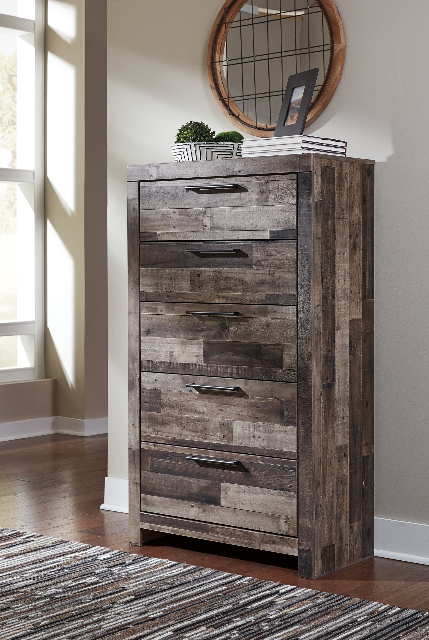 Derekson Queen Panel Storage Bed, Dresser, Chest and Nightstand